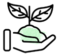 ícono de planta en la mano